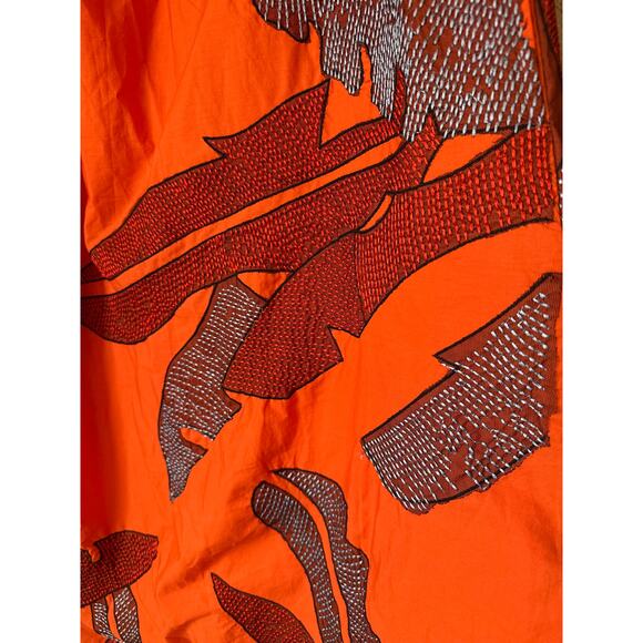 Anthropologie Maeve Orange One-Shoulder Embroidered Maxi Dress - Picture 3 of 13